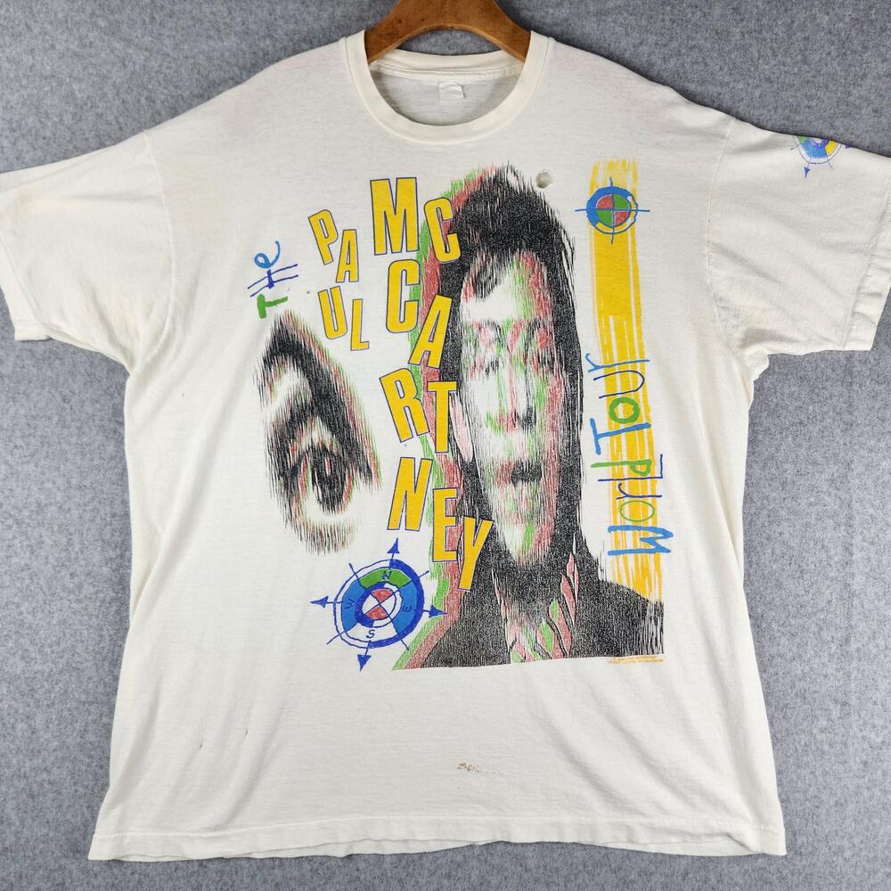 Vintage Paul McCartney Shirt Mens XL World Tour 1989/90 Brockum Mac Is Back